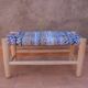 Tabouret banc bleu tressé et bois