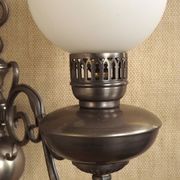 Vintage French silvered Flemish double wall sconce with opaque white glass shade 5007.