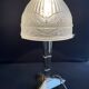 Art Deco table lamp – Chromed metal and molded pressed glass – Attributed to Création Tief