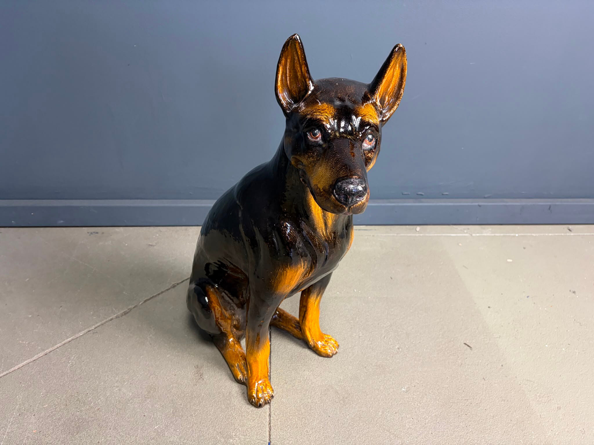 Vintage ceramic sculpture of a Doberman, 1960s