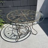 Table fer forgé et verre harmonie