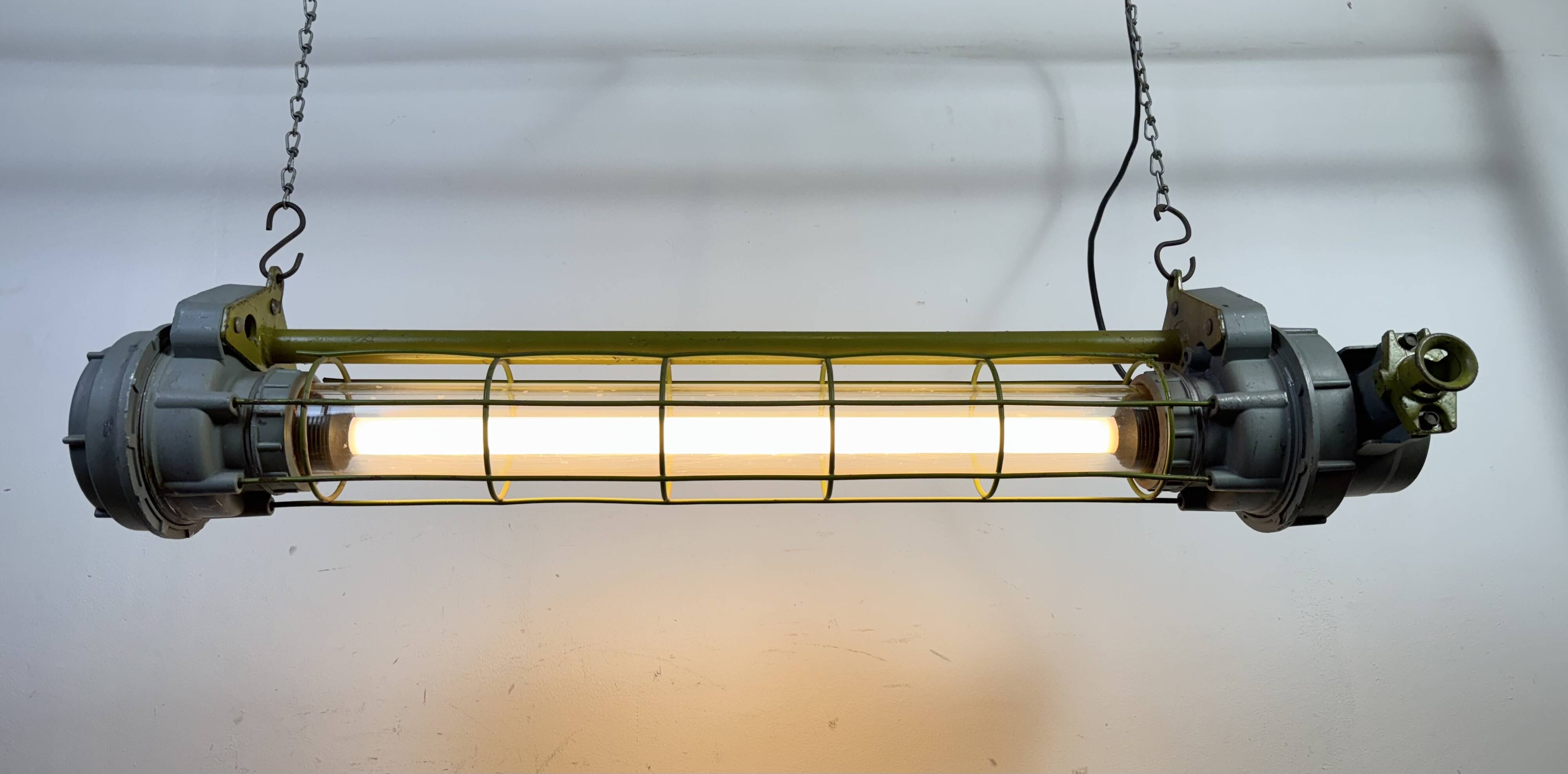 Grey Soviet Industrial Hanging Tube Light, 1970s