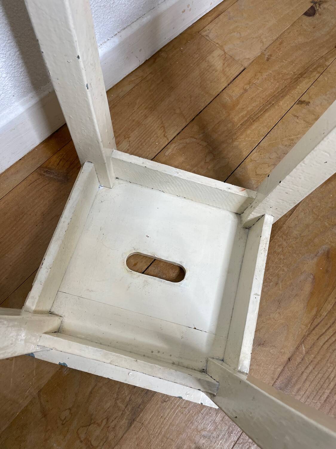 Pair of vintage cream stools in painted wood