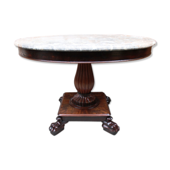 Gueridon Charles X in 1830 in marble and mahogany
