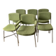 5 chaises 1 fauteuil 1970  structure chrome assise tissu vert style indus