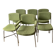 5 chaises 1 fauteuil 1970  structure chrome assise tissu vert style indus