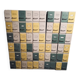 Vintage metal library lockers (set of 30 lockers / 60 drawers)