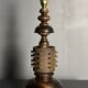 Brutalist wood turned and cast iron large table lamp, 1960s