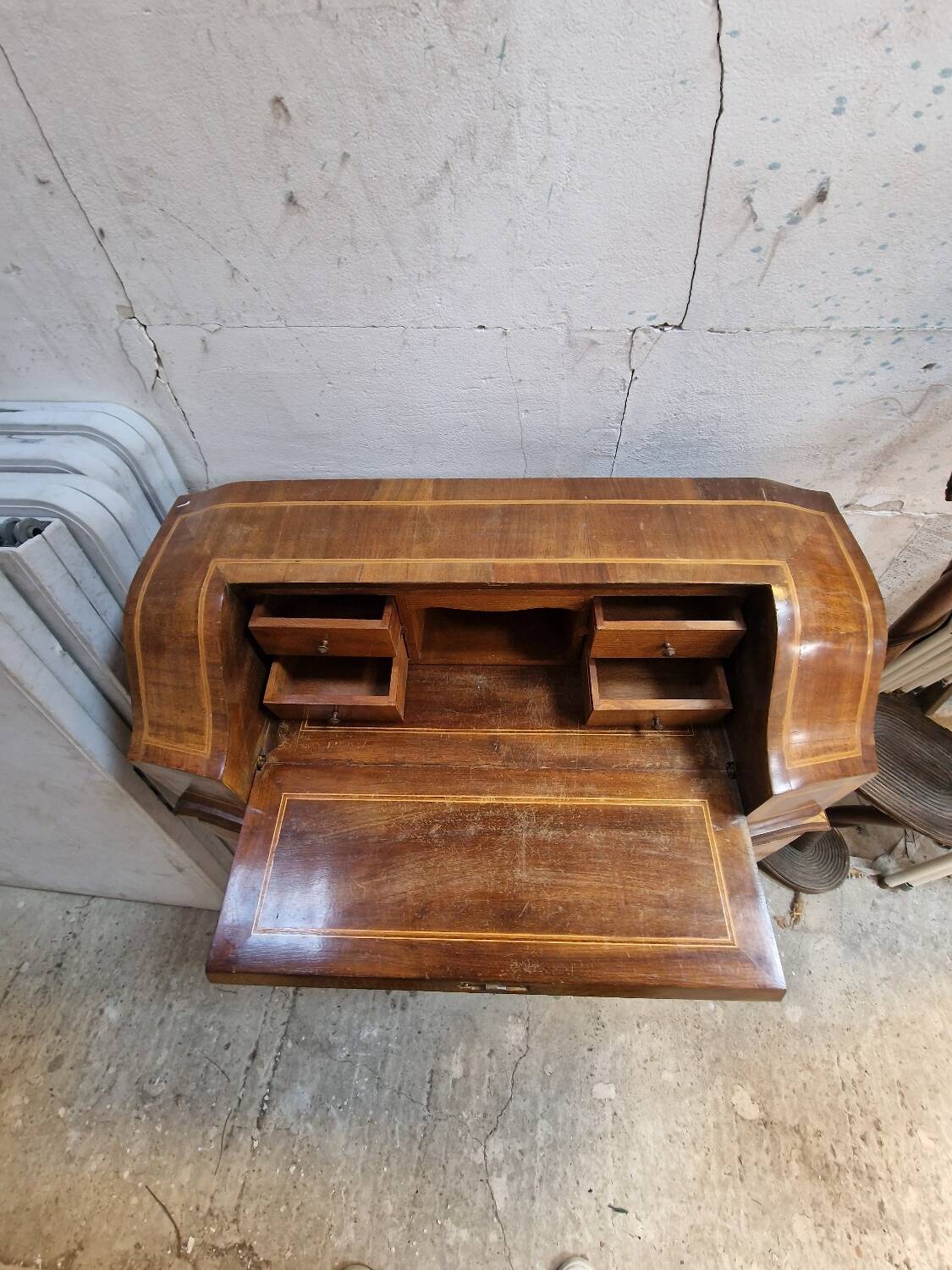 Vintage curved slope secretary