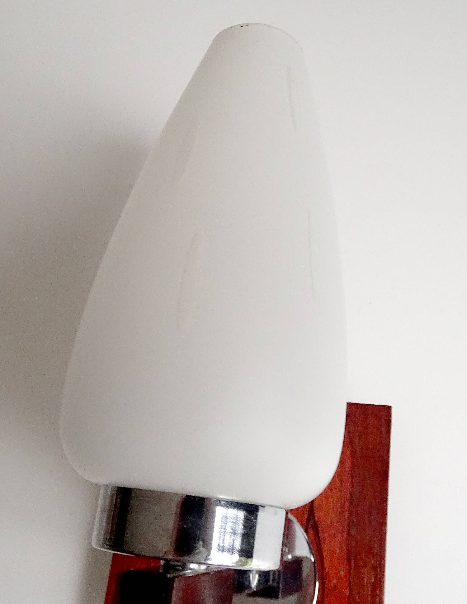 Scandinavian wall light, Glass and teak
