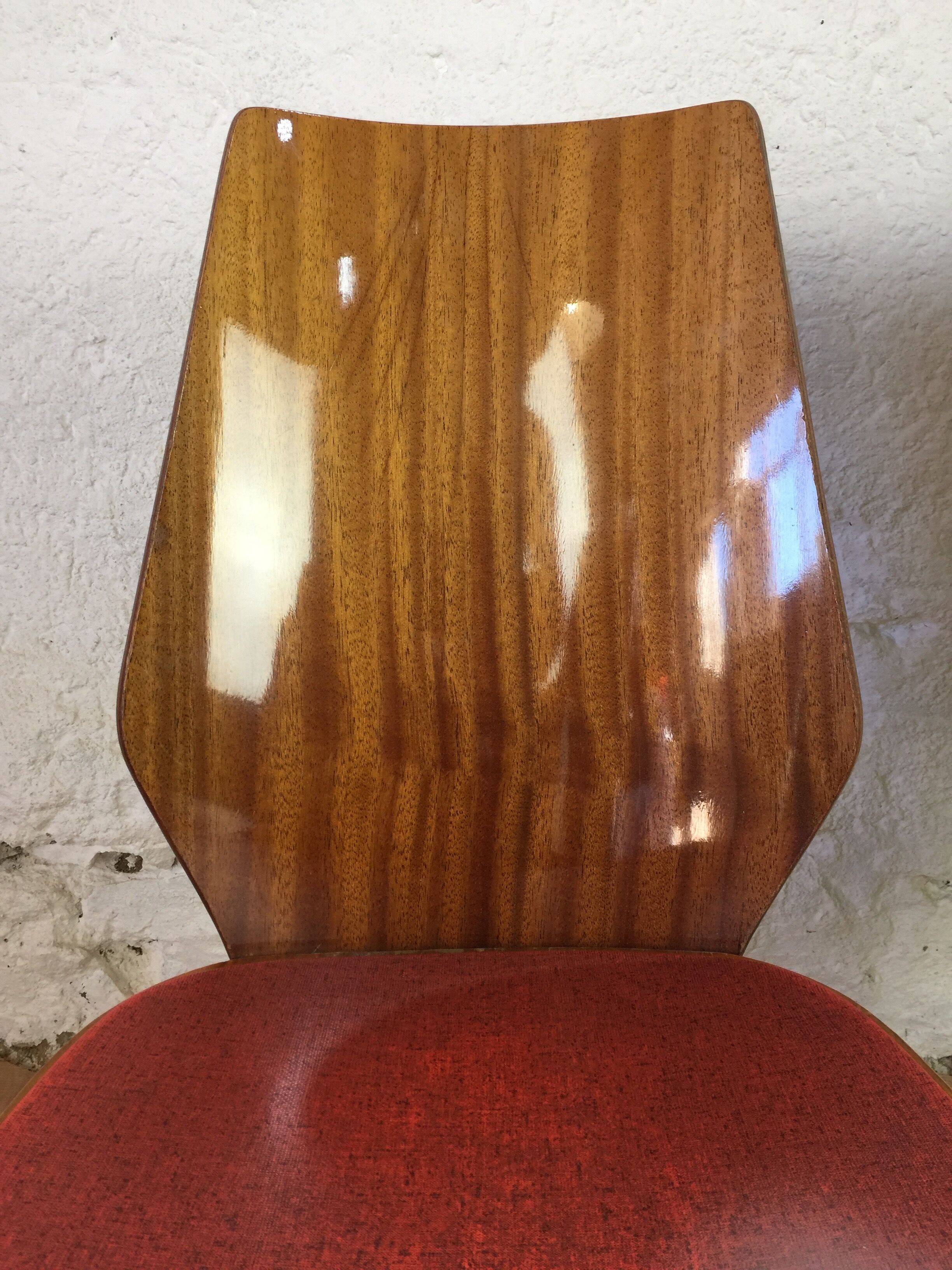 Lot of 4 chairs 1960s skai red compass feet