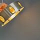 Danish hanging lamp made of glass, metal and with amber colored prisms