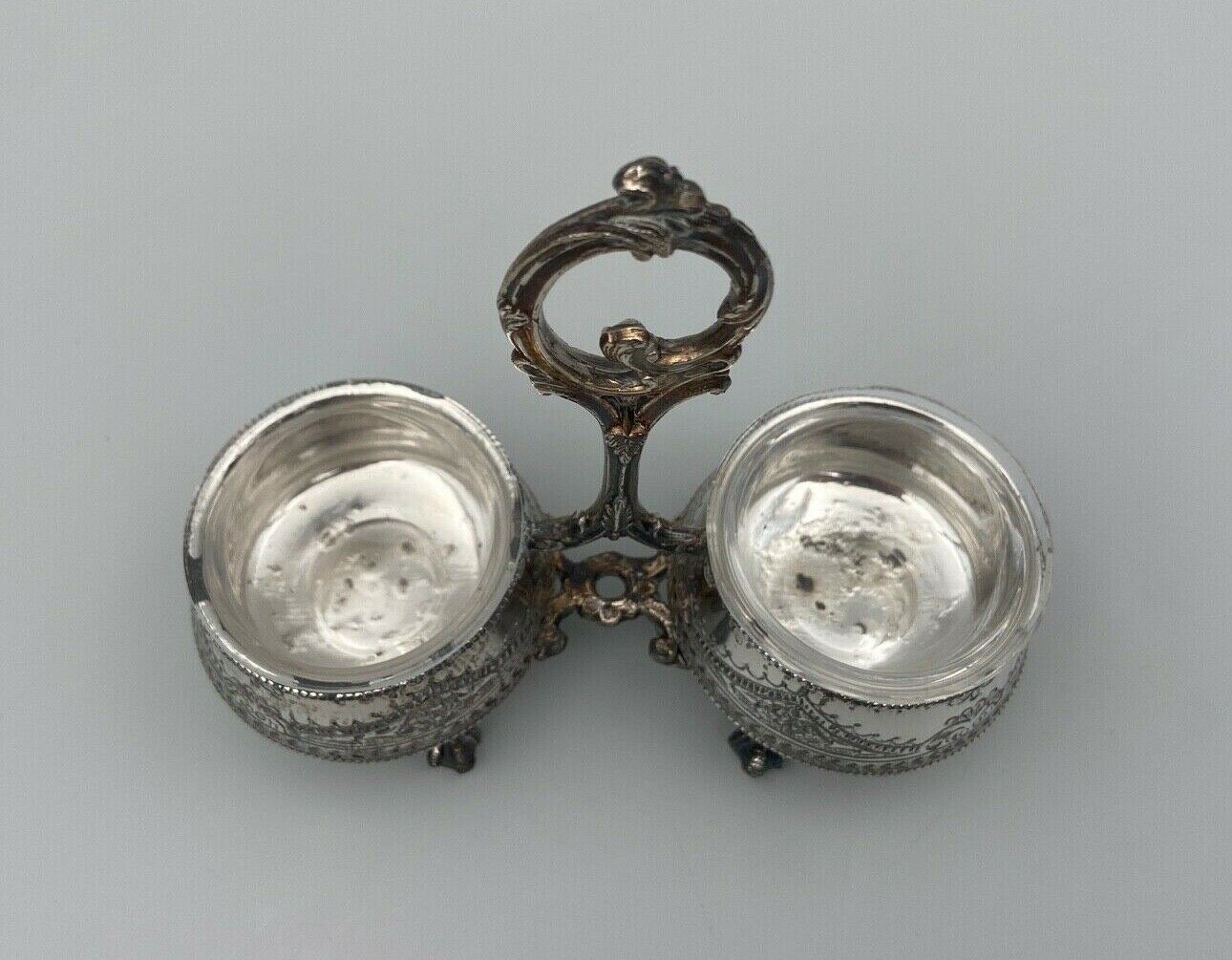 Saliere pepper metal silver Louis XV-XVl style rich ornamentation