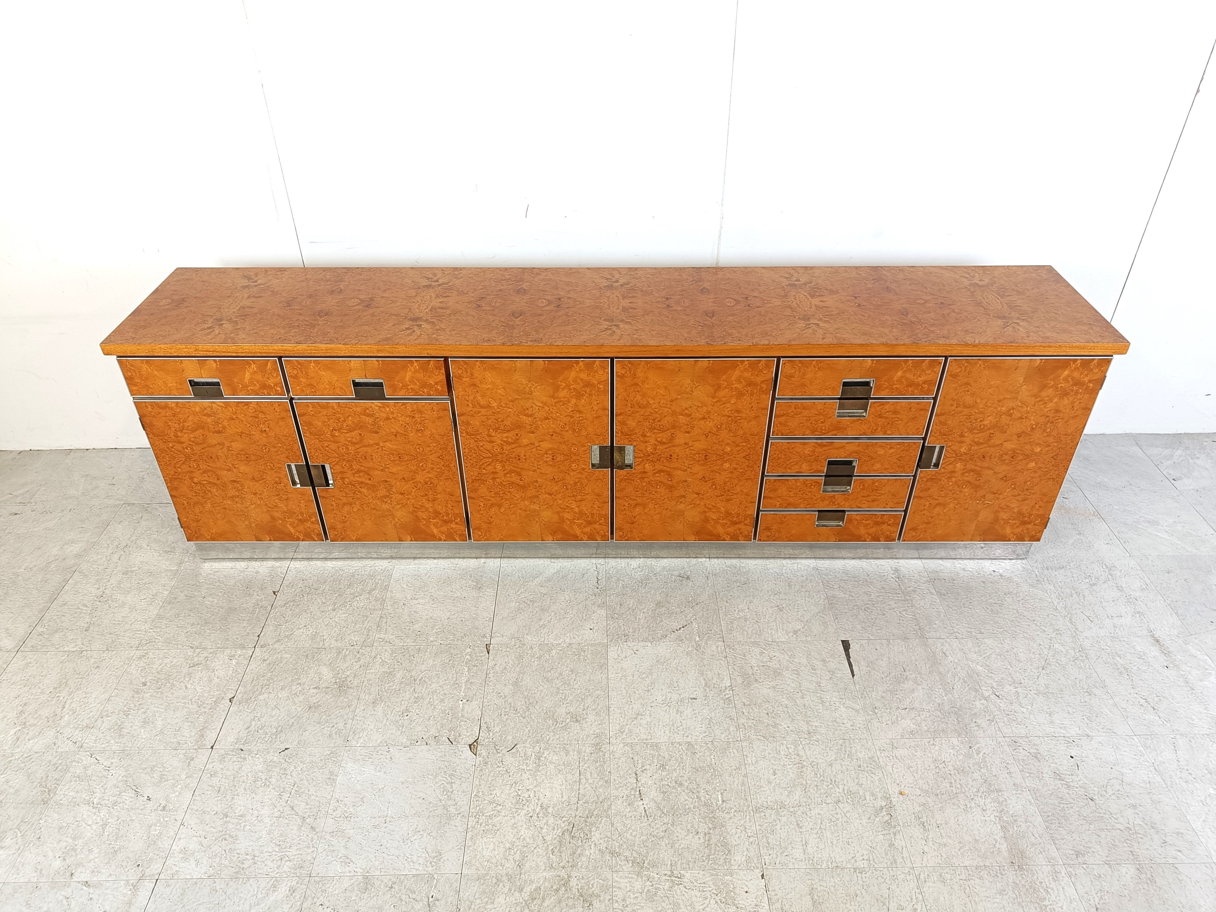 Vintage Italian burl wood credenza, 1970s