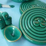 Vallauris buttermaker, table servant and vintage glassware