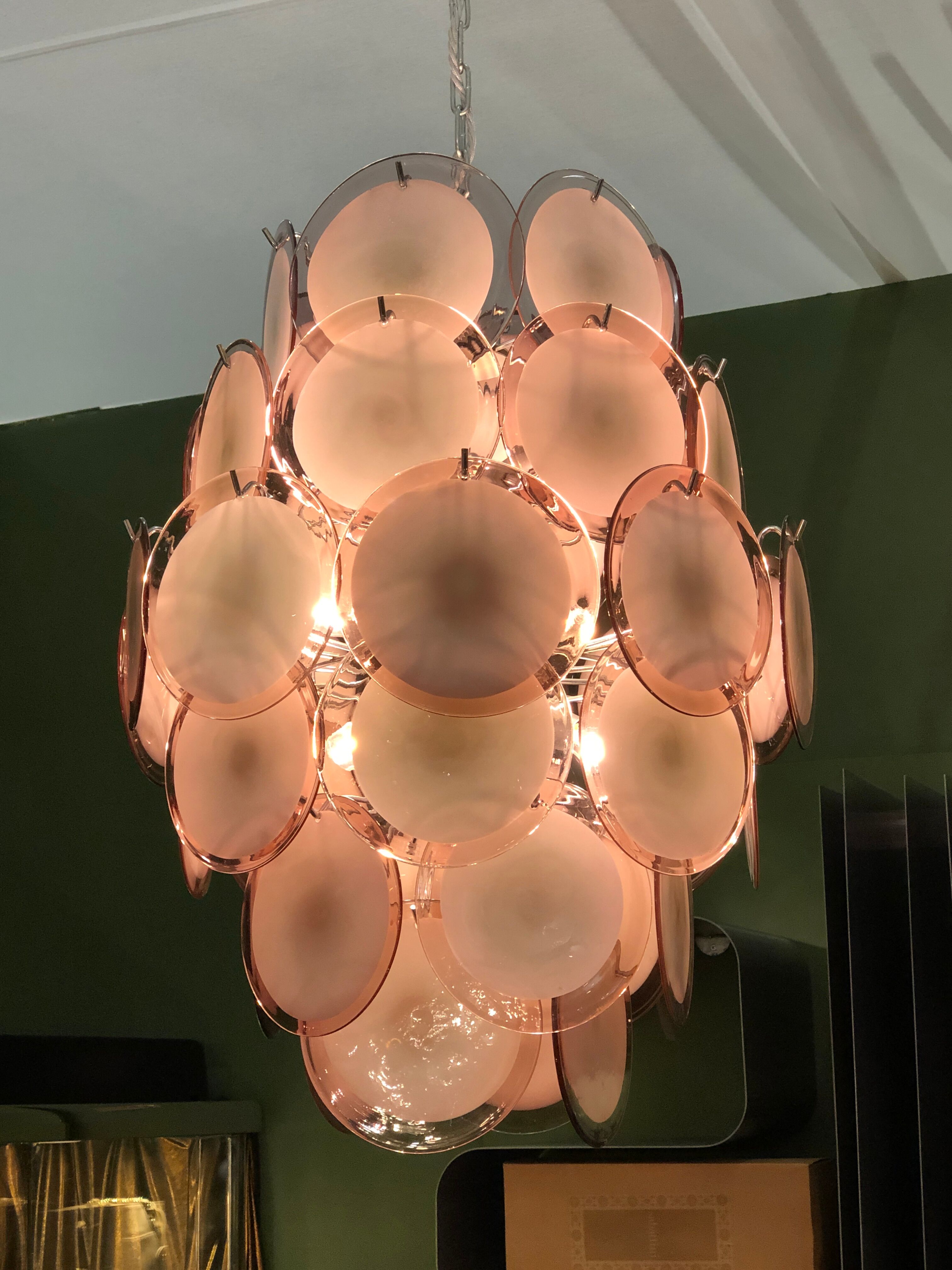 Murano Chandelier with 42 Crystal Disks design Gino Vistosi, 1970s