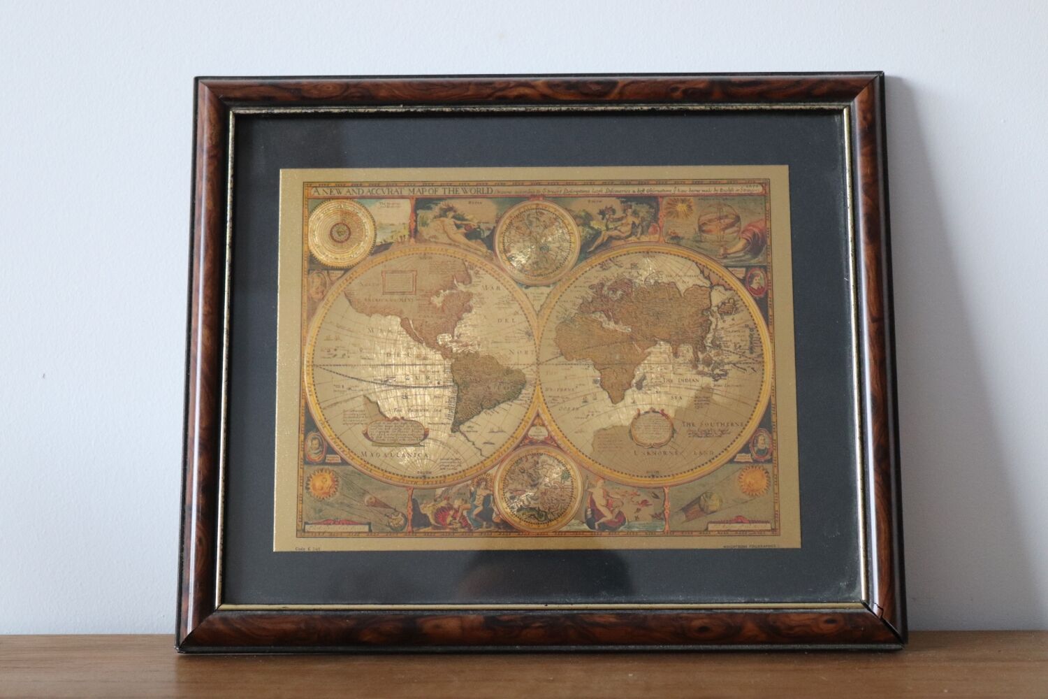 Vintage world map frame