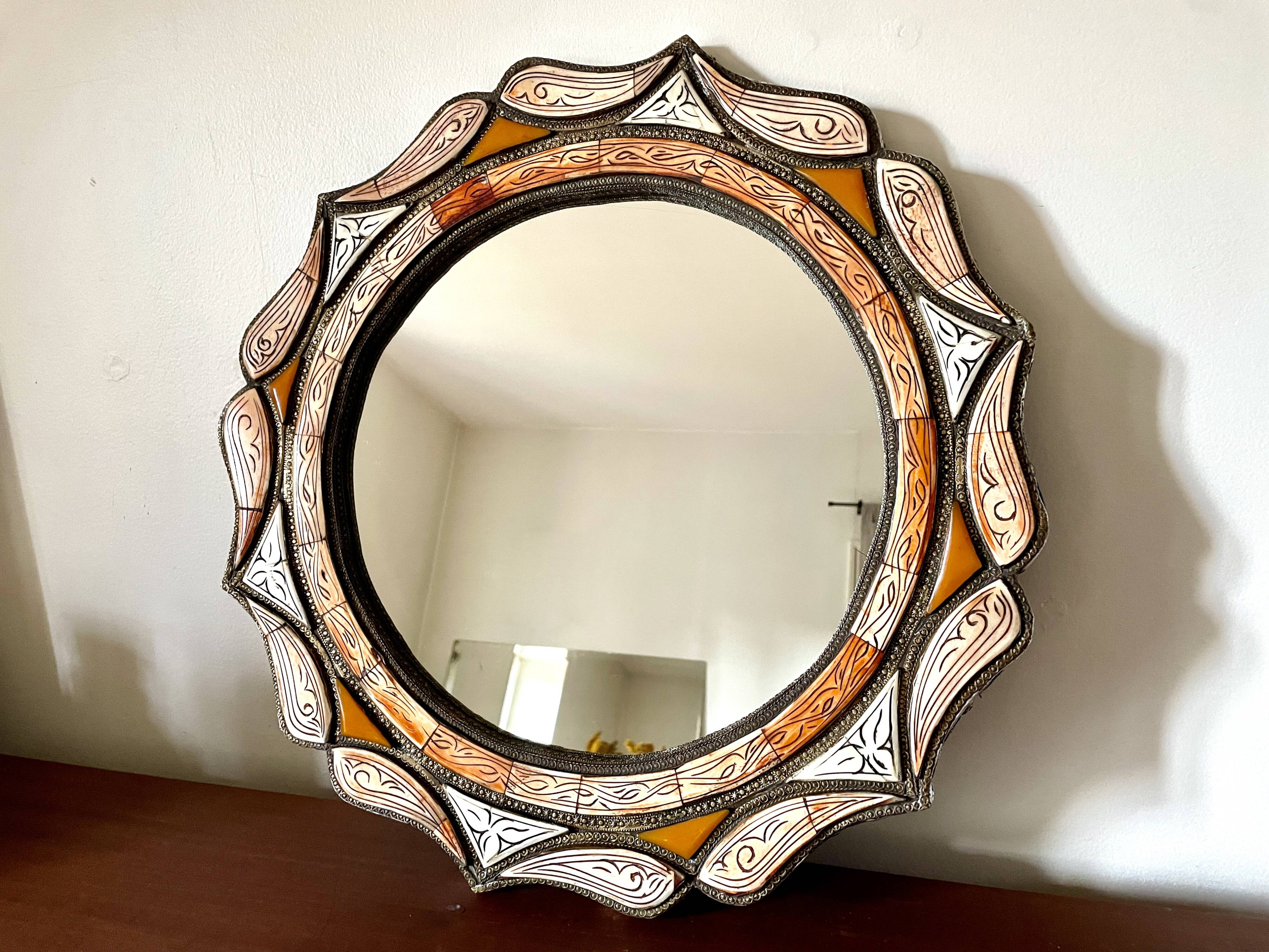 Large round Moroccan handcrafted mirror, 50cm