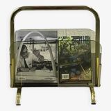 Brass and glass magazine rack