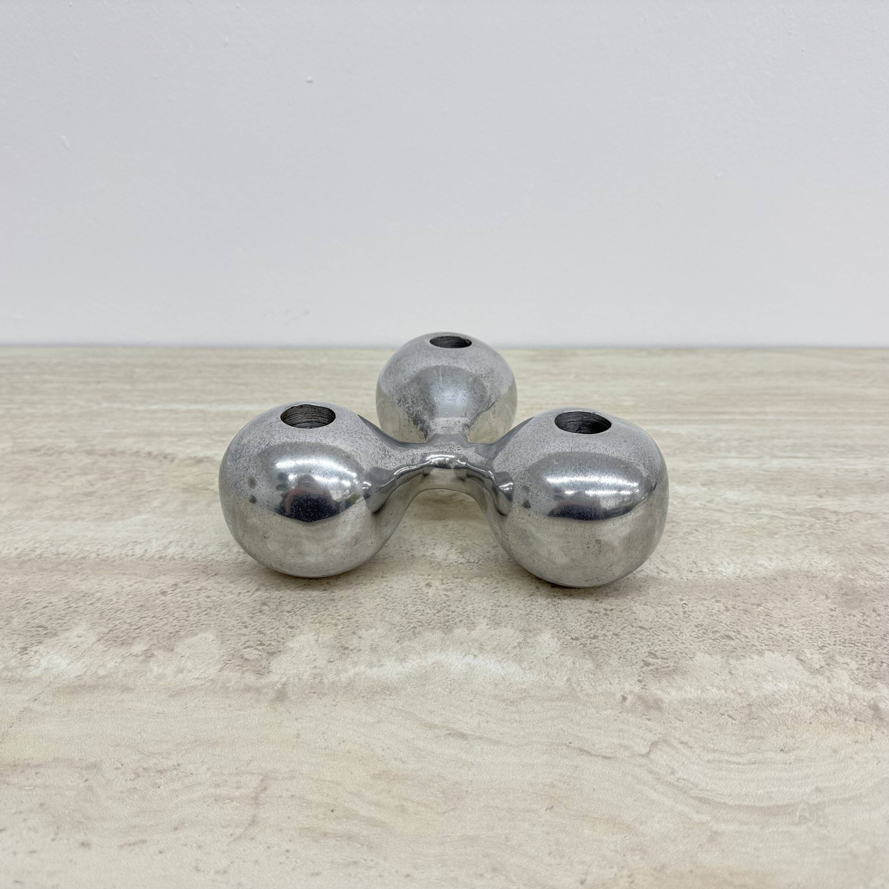 Mid-century design atomic aluminium candle stick ball shaped , 1970s