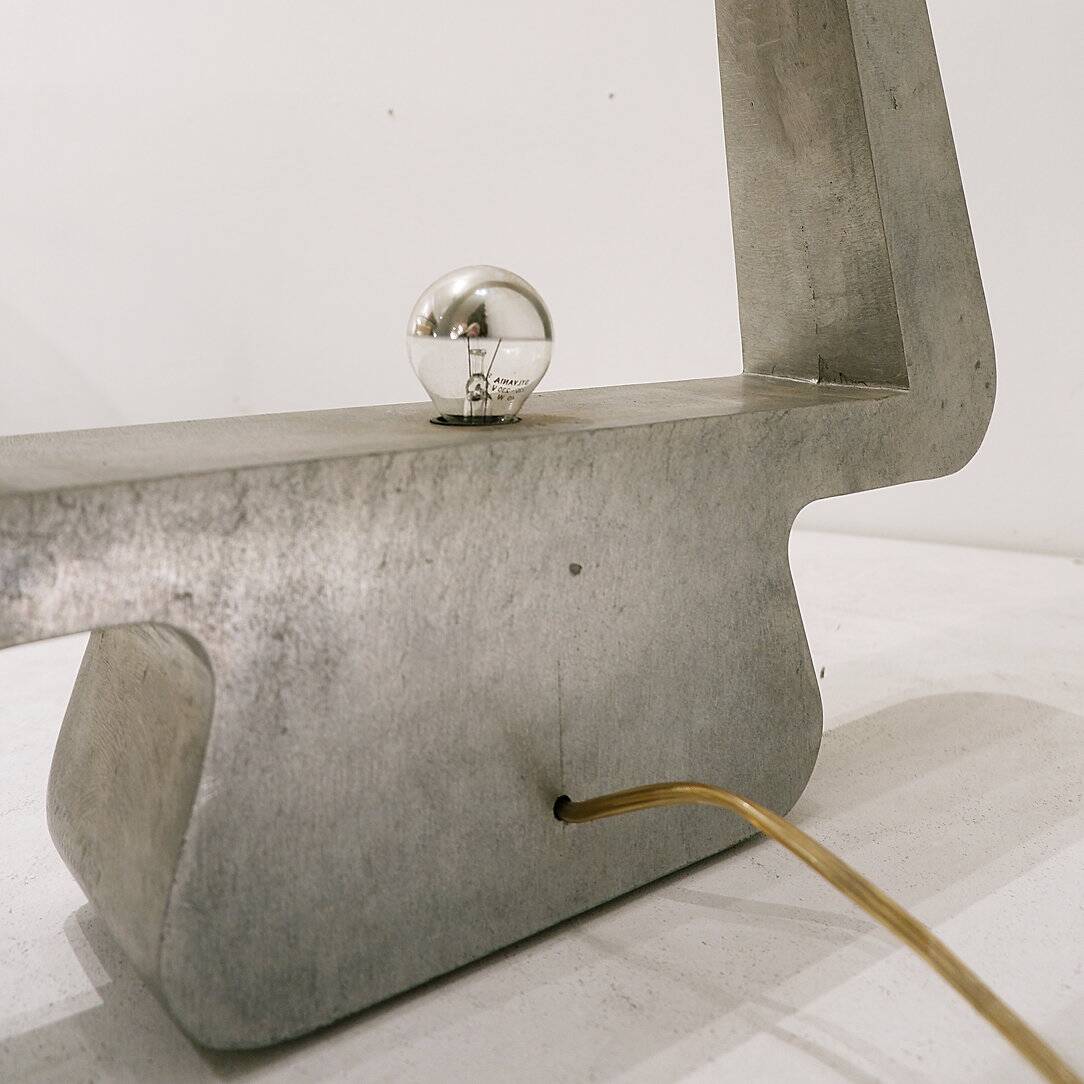 Large solid aluminum table lamp - 1970s