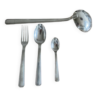 art deco silver metal cutlery set 37 pieces impeccable condition