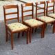 4 chaises en bois massif et tissu jaune fleurs Louis Philippe