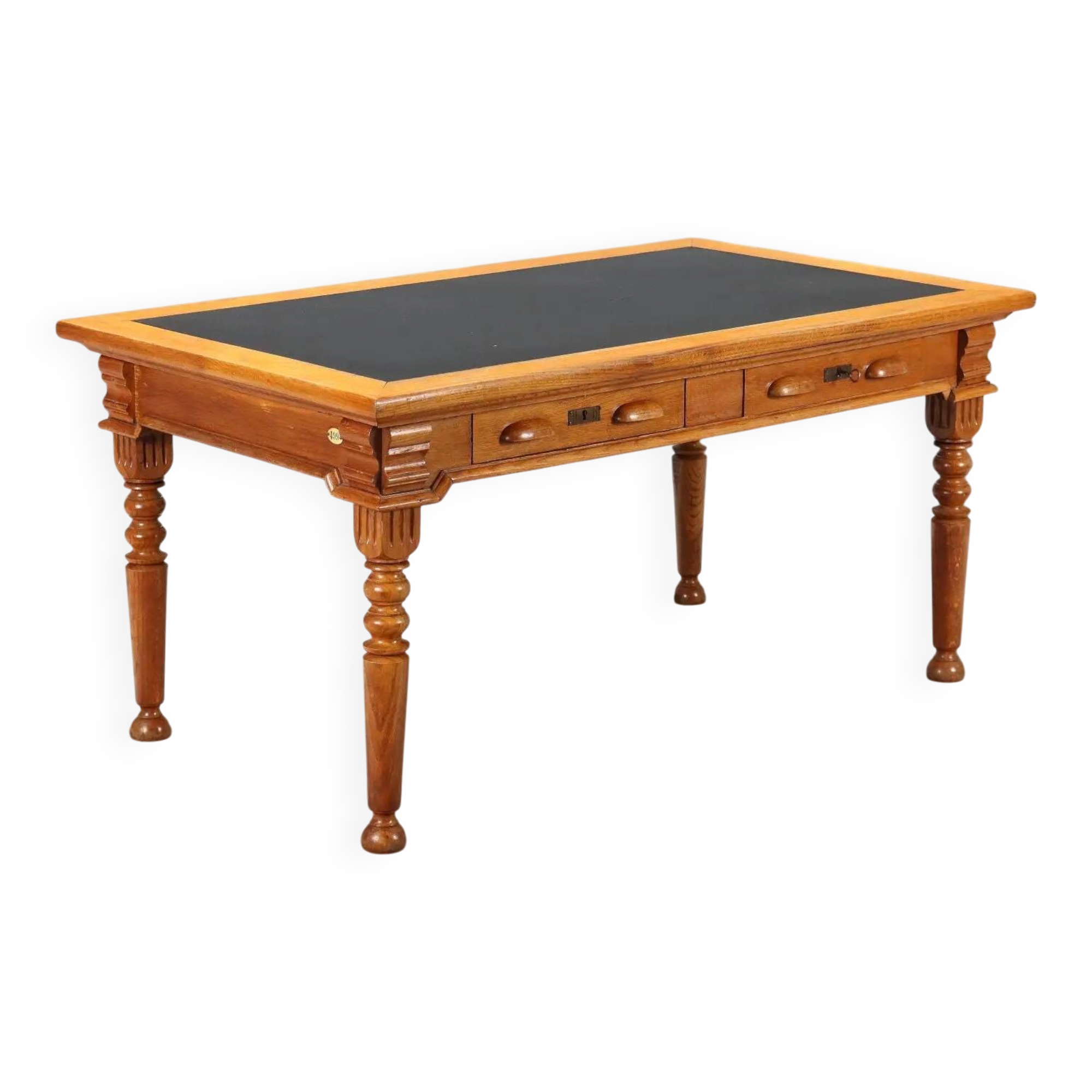 Antique oak desk with black laminate, 20th century