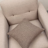 1950s polstery armchair beige, completely restored