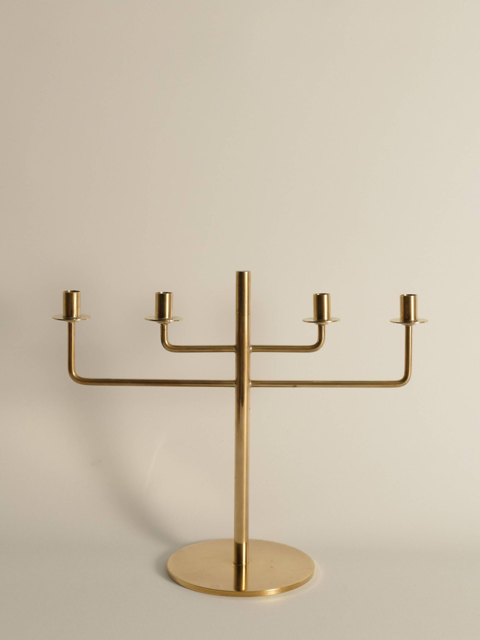 Scandinavian Modern Brass Candelabra by Hans-Agne Jakobsson, Markaryd, 1960s