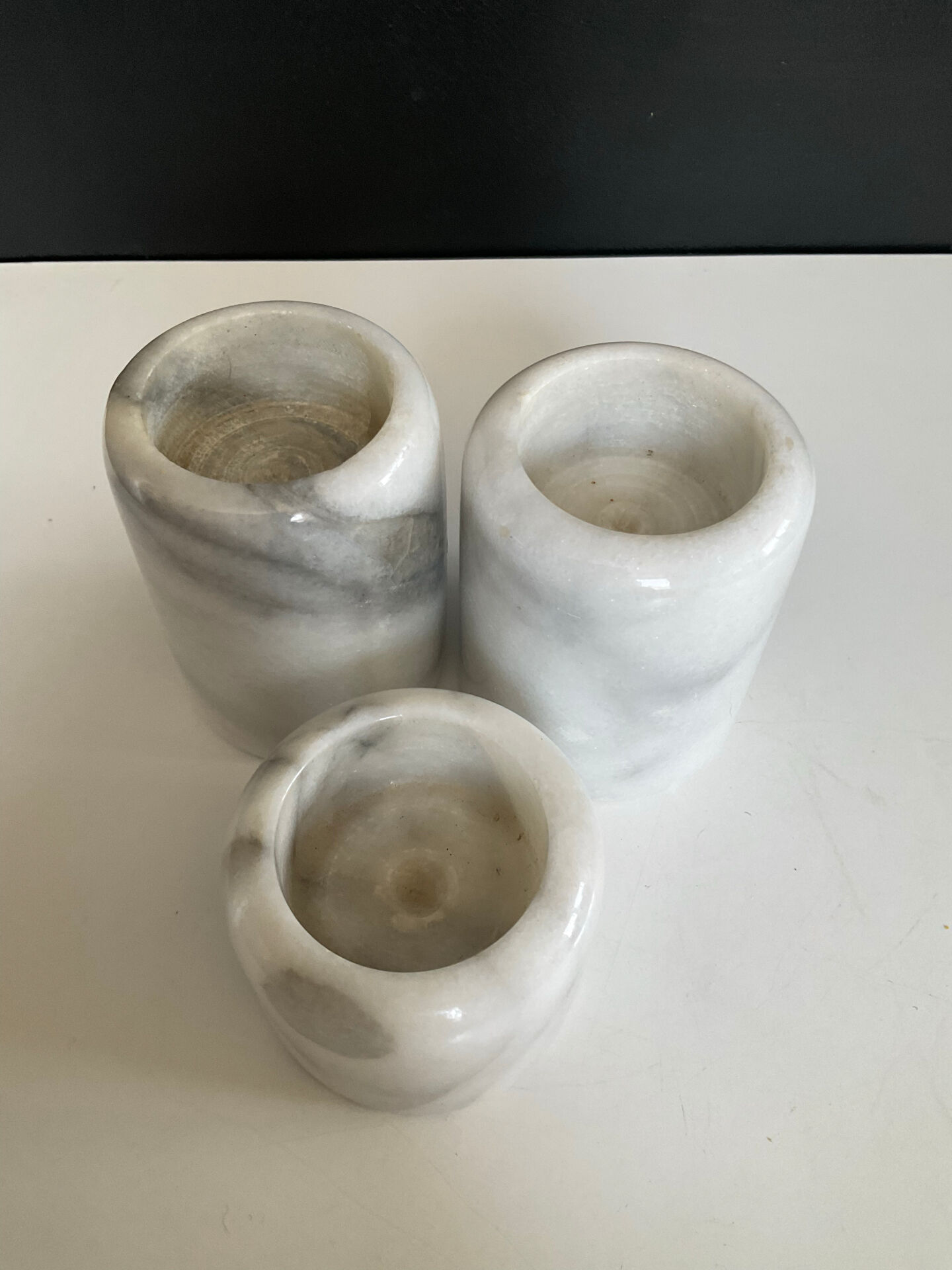 Vintage marble candle holder trio