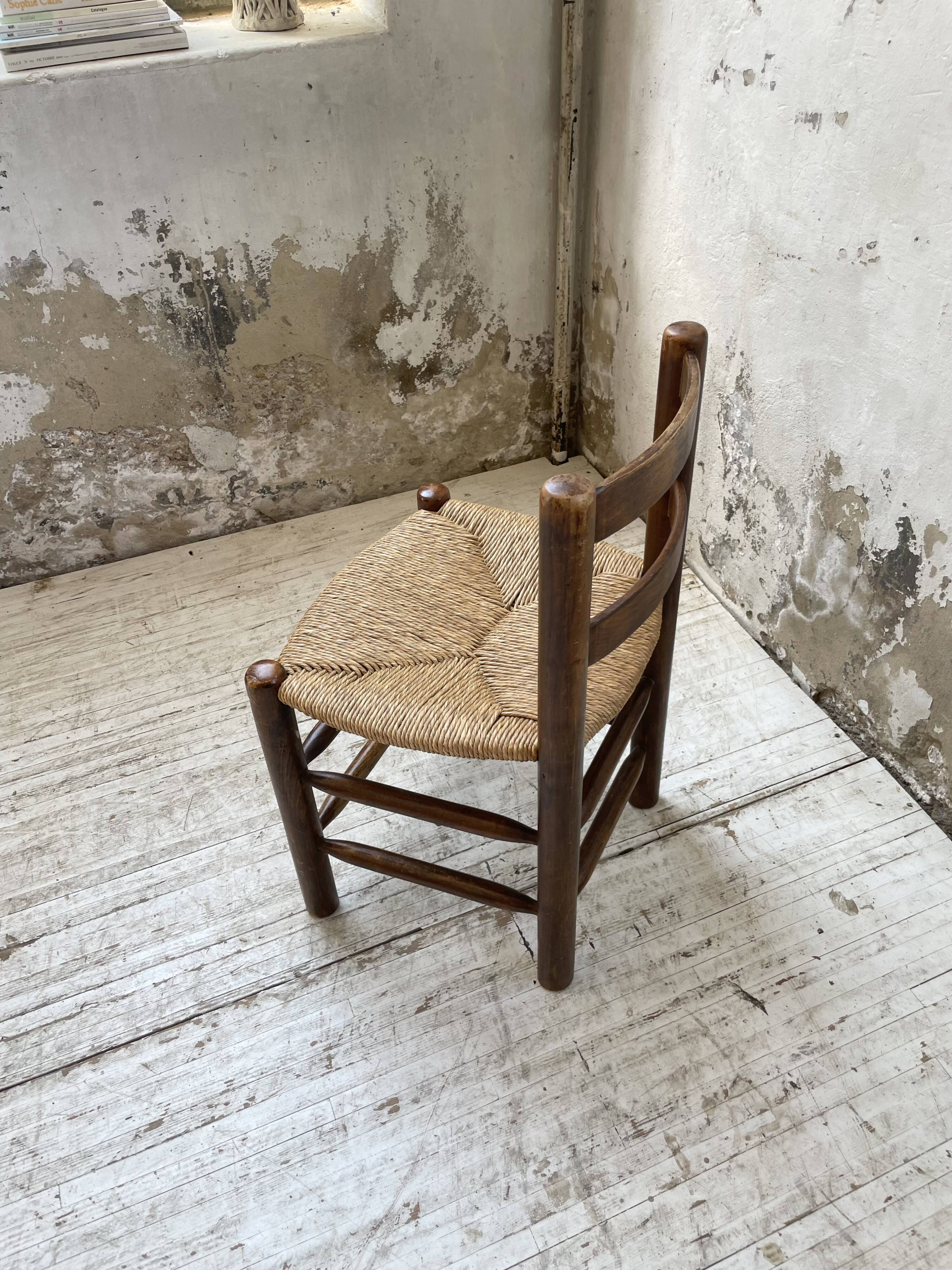 6 straw and oak chairs, mountain furniture