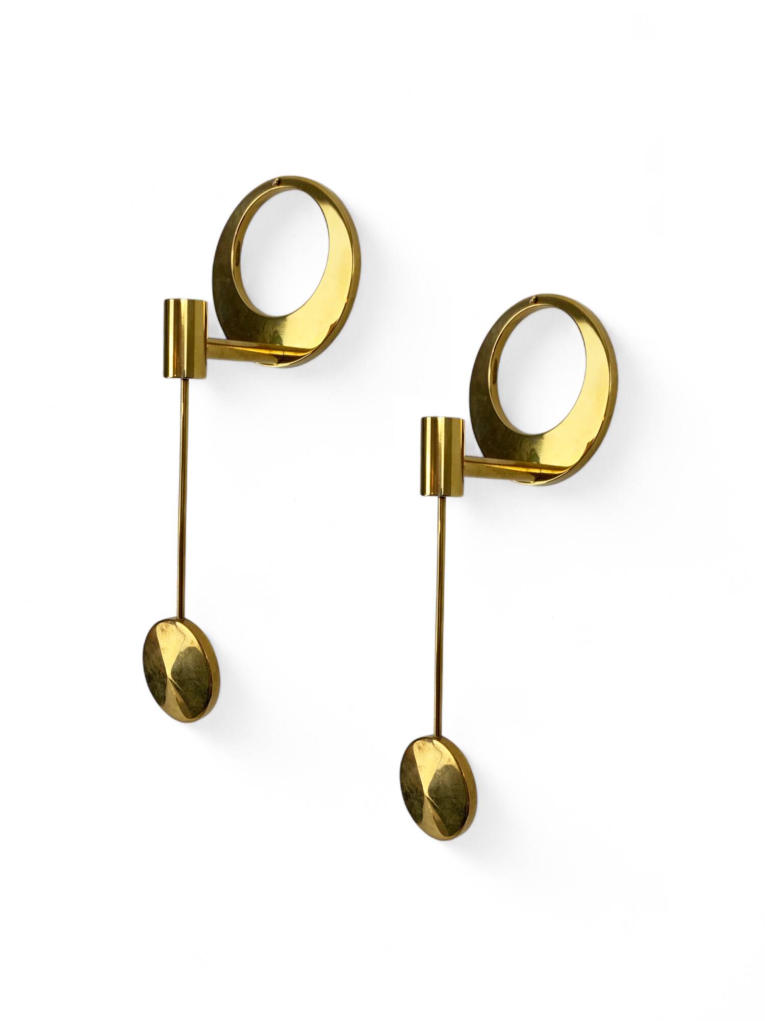 Pair of Scandinavian brass wall candlesticks by Arthur Pe, Kolbäck, Sweden