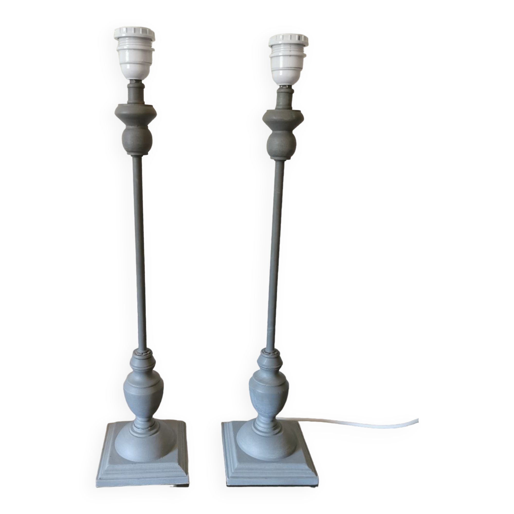 Paire de pieds de lampe bois tourné