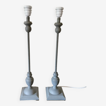 Pair of turned wooden lamp legs