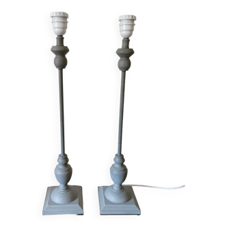 Pair of turned wooden lamp legs