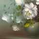 Nature Morte huile sur toile bouquet de roses blanches