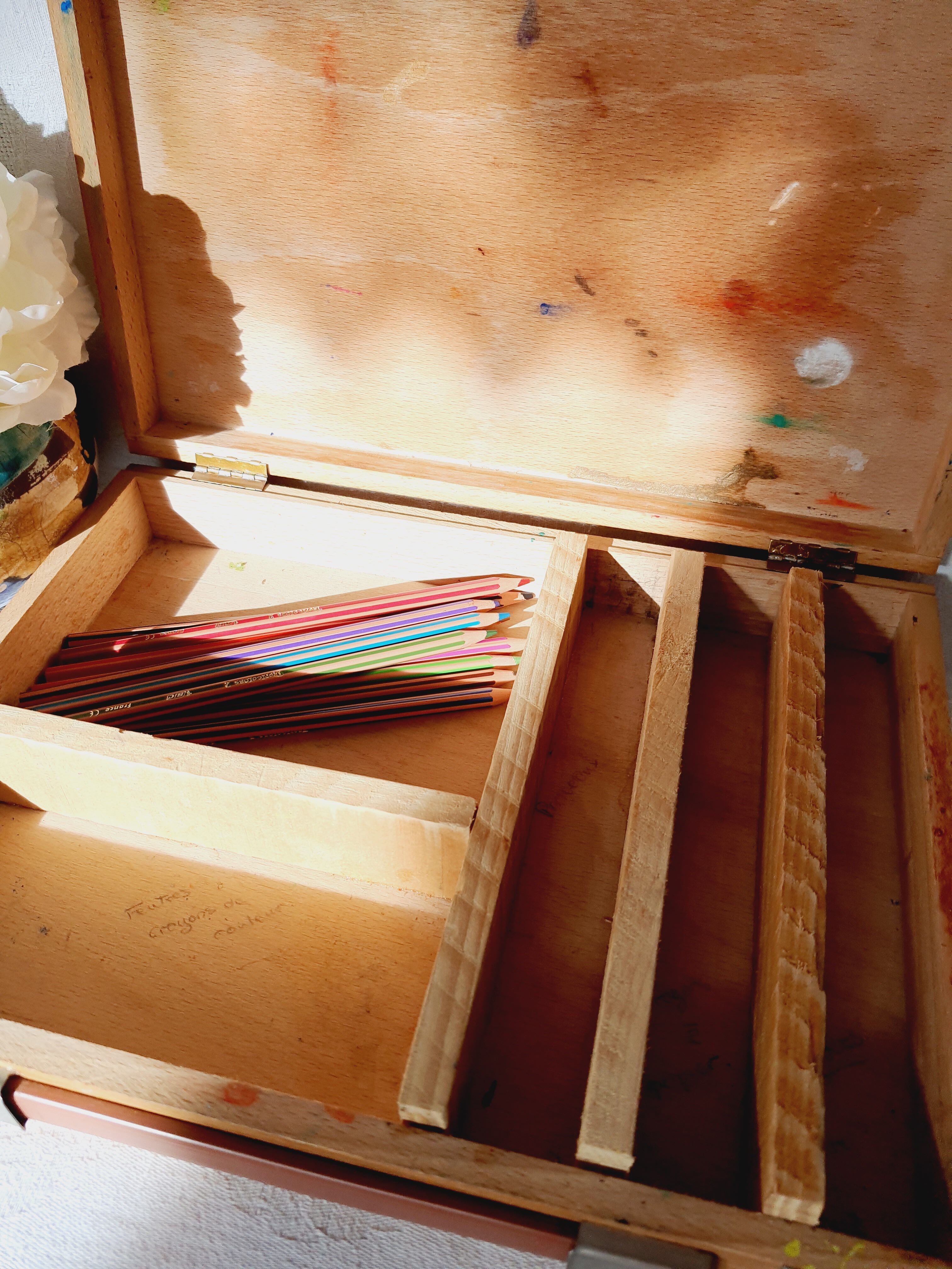 Pencil and vintage paint malette