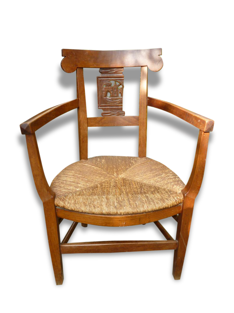 Fauteuil paillé d'époque directoire XVIII E
