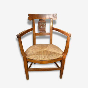 Fauteuil paillé d'époque directoire XVIII E