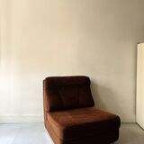 Velvet armchair with chrome metal by J. Charpentier, France, design 1970.