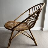 Vintage rattan shell armchairs