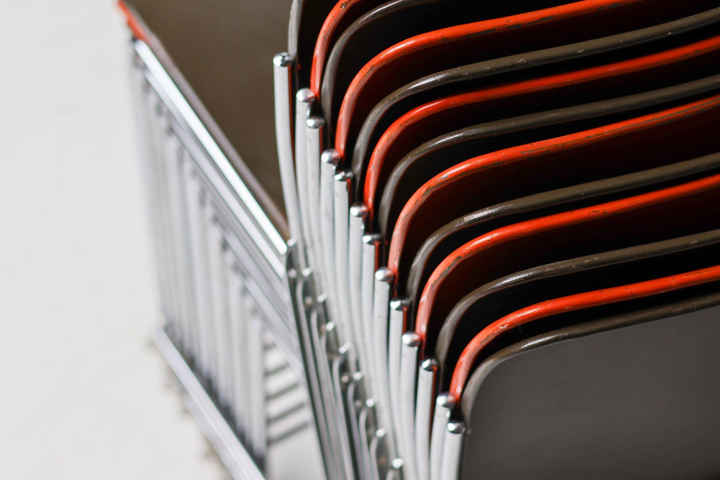 Chairs 40/4 by David Rowland - Red and Brown, Vintage 1970s, Made in the USA