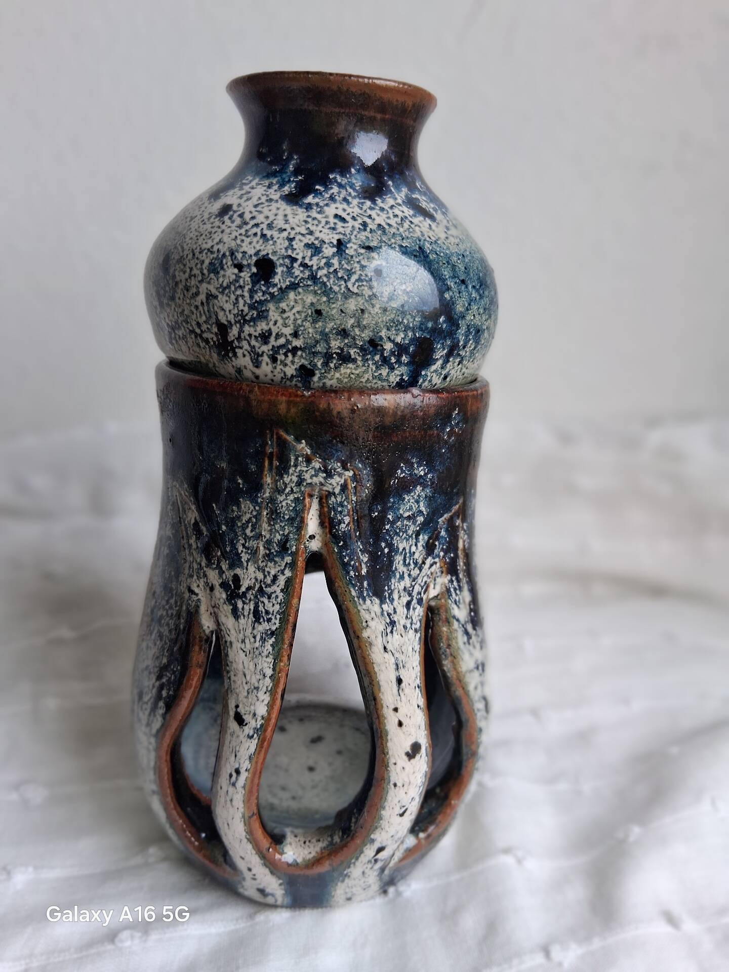 Vintage scented burner in glazed stoneware signed Paralou – 1970s/1980s.