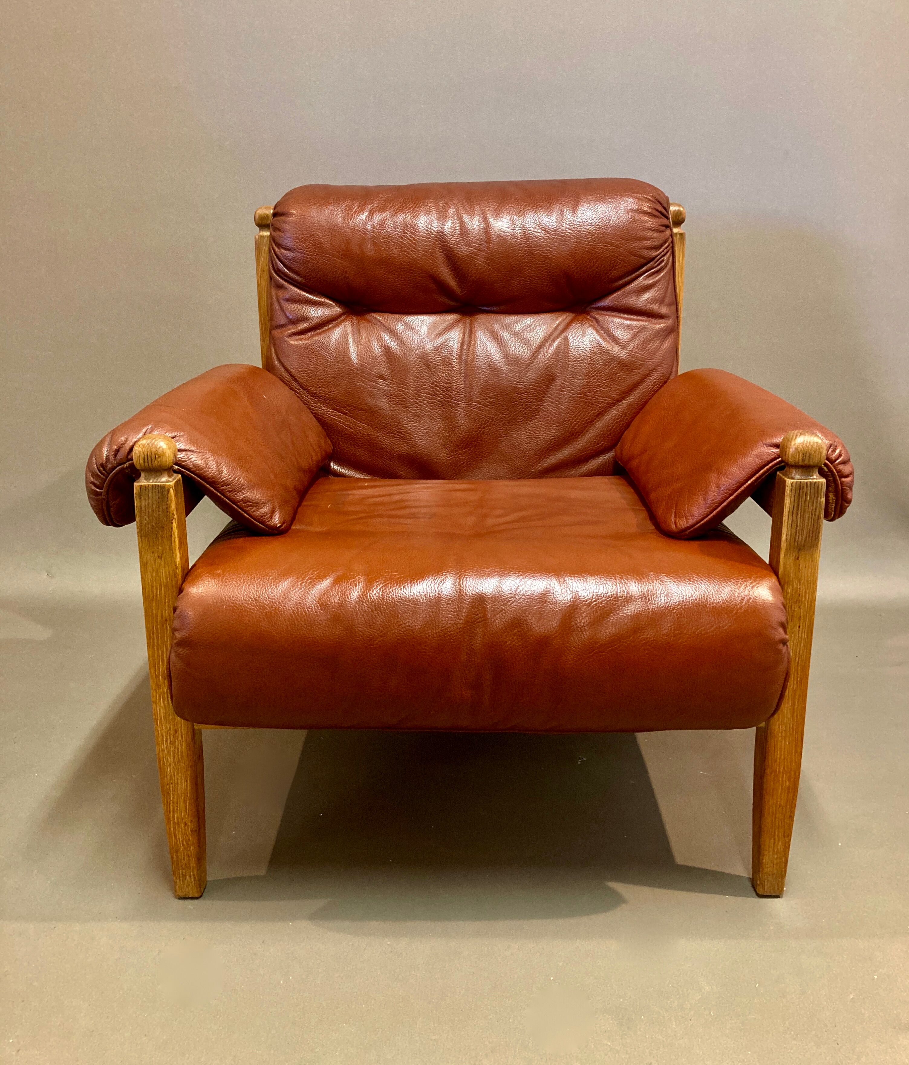 Armchair and its Ottoman leather design 1950.