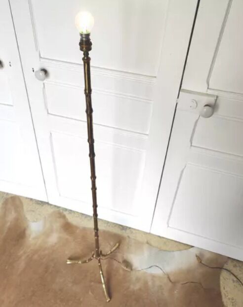 Floor lamp tripod brass decoration bamboo