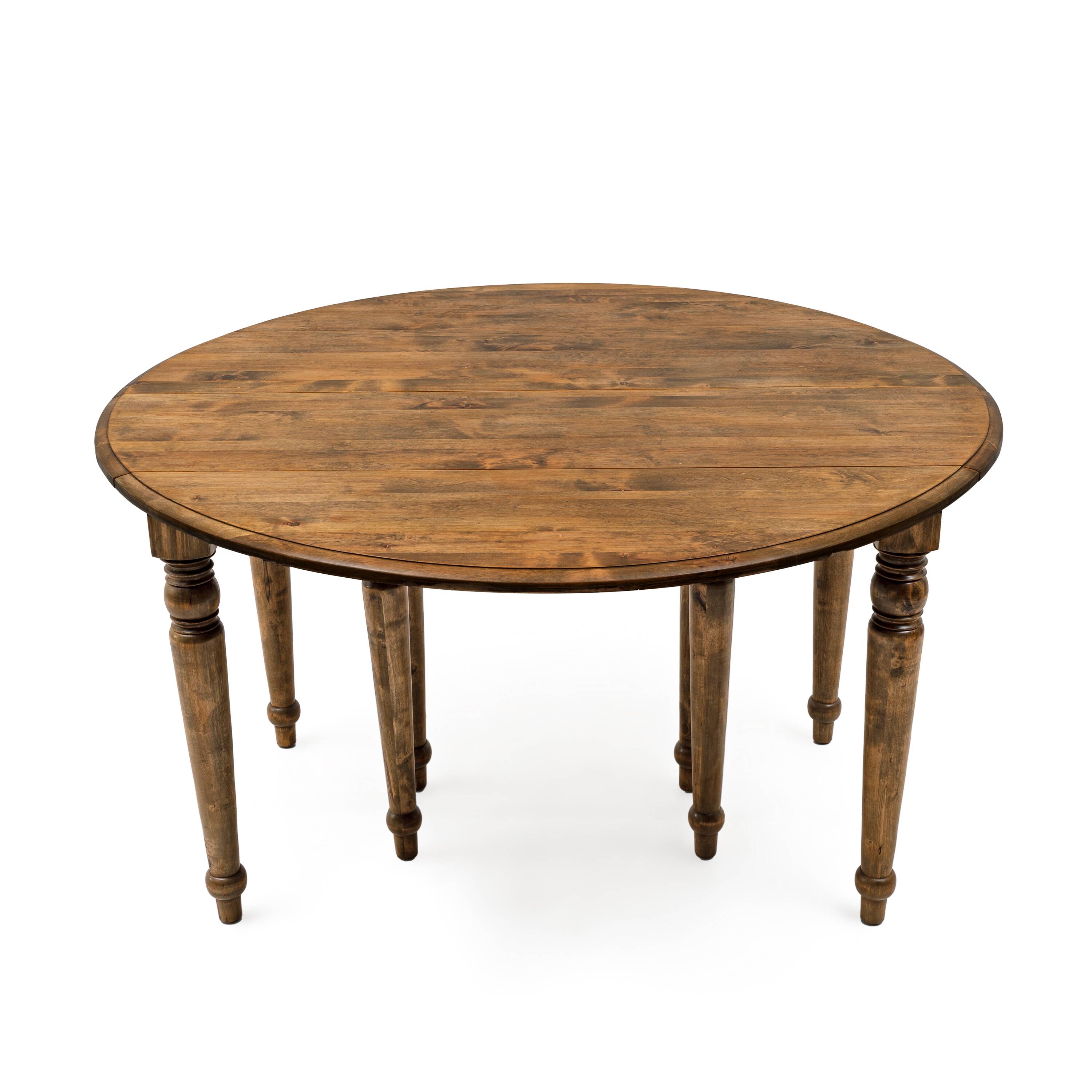 19th Century Tuscan Elm Extendable Round Dining Table with Five Leaves