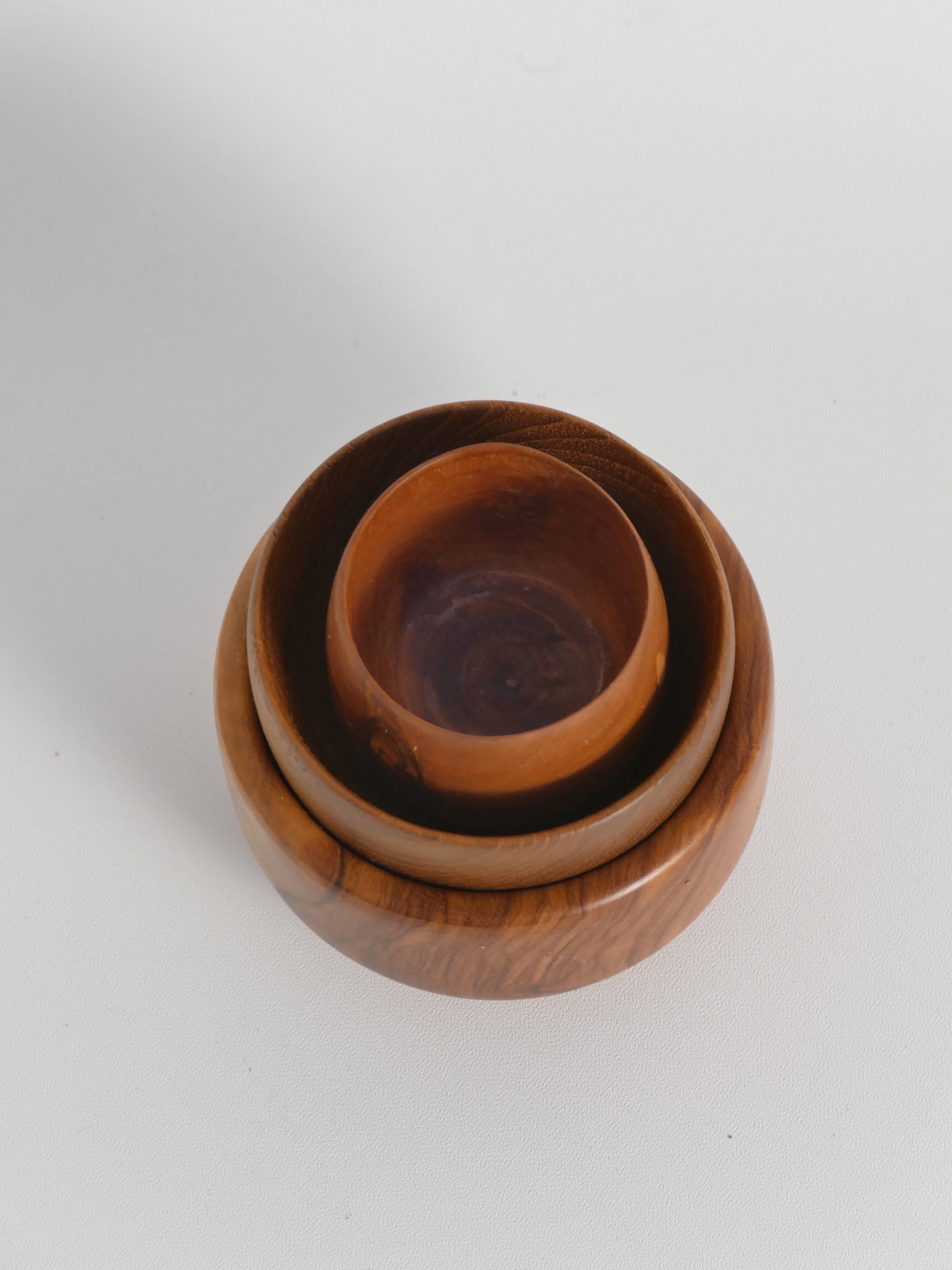 Mid-Century Modern Wood Bowls, Sweden, Set of 3