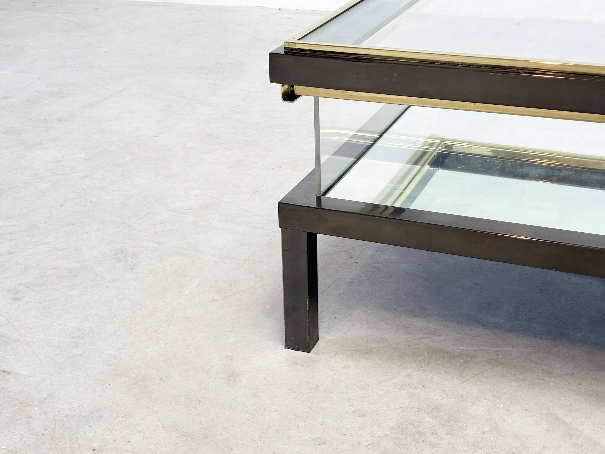 Rare Maison Jansen (attr.) sliding coffee table with bottle holder