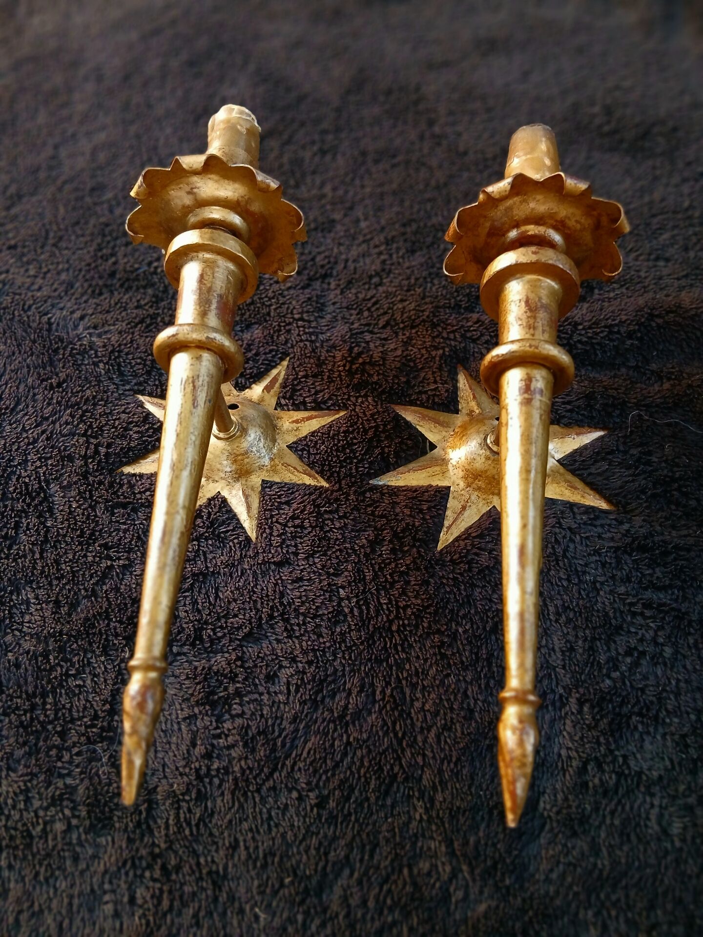 2 appliques fer doré de Gilbert poilerat